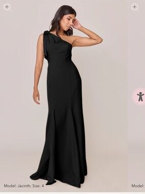 Revelry one shoulder black dress with bow